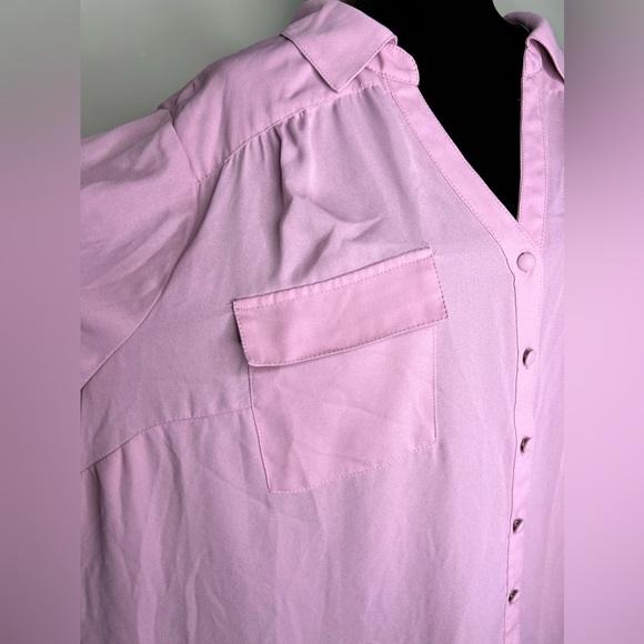 Torrid 3 Lilac Georgette Button Down Pullover Blouse - Picture 4 of 7